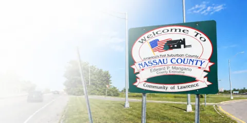 Nassau County, NY welcome sign